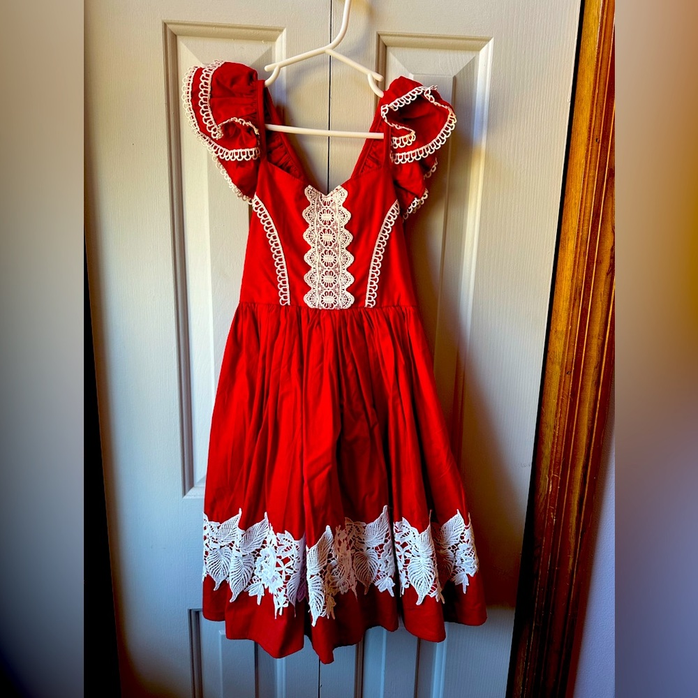 Trish Scully red appliqué dress